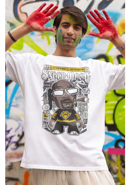 Minyatür Snoop Dogg Baskılı T-Shirt Erkek-Kadın Rap Temalı T-Shirt