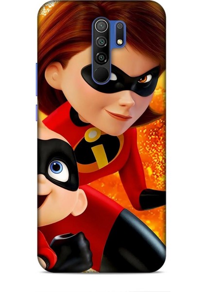 Xiaomi Redmi 9 Kılıf Animasyon 7 Inanılmaz Aile Kırmızı Desenli Kılıf
