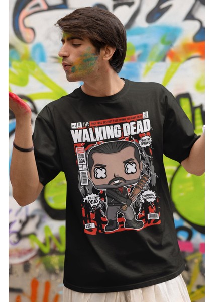 Minyatür Walking Dead Baskılı T-Shirt Erkek-Kadın Wd Dizi Baskılı T-Shirt fiyatları