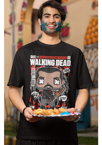 Minyatür Walking Dead Baskılı T-Shirt Erkek-Kadın Wd Dizi Baskılı T-Shirt modelleri