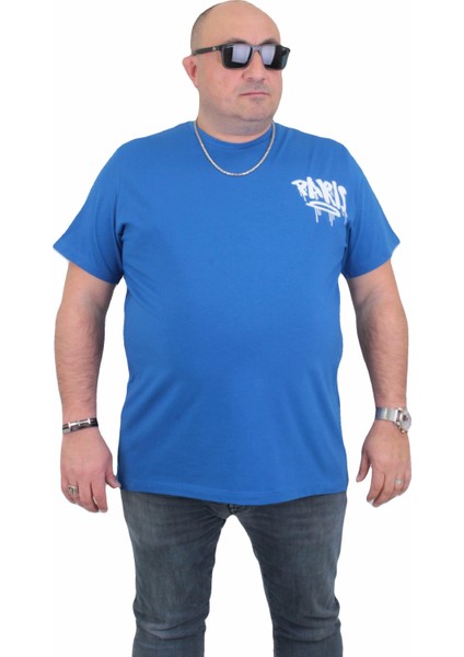 Mocgrande Erkek Büyük Beden Sıfır Yaka T-Shirt Paris 24129 Saks