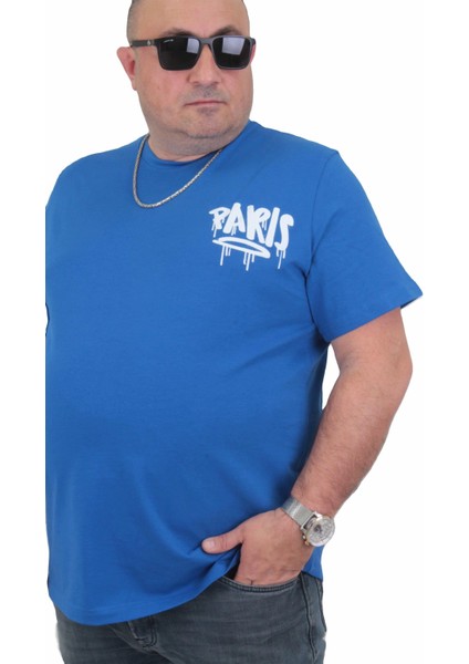 Mocgrande Erkek Büyük Beden Sıfır Yaka T-Shirt Paris 24129 Saks modelleri