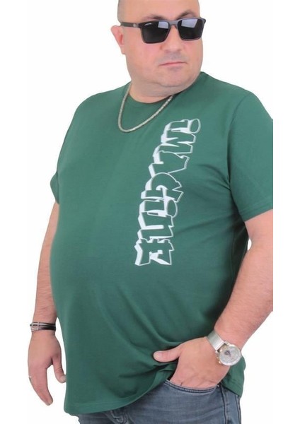 Erkek Büyük Beden Sıfır Yaka T-Shirt Imagine 24126 Neftı modelleri