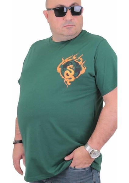 Erkek Büyük Beden Sıfır Yaka T-Shirt Cobra 24127 Neftı modelleri