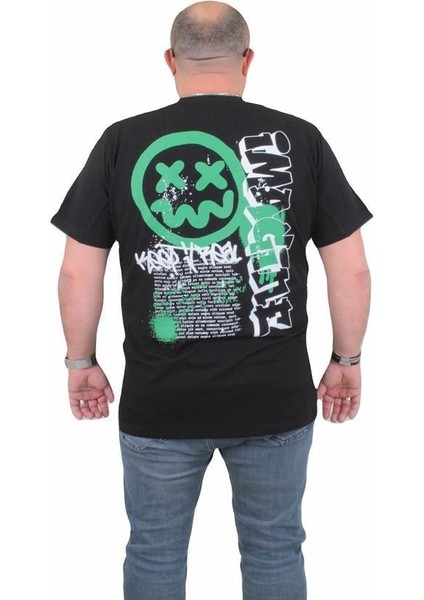 Erkek Büyük Beden Sıfır Yaka T-Shirt Imagine 24126 Sıyah fiyatları