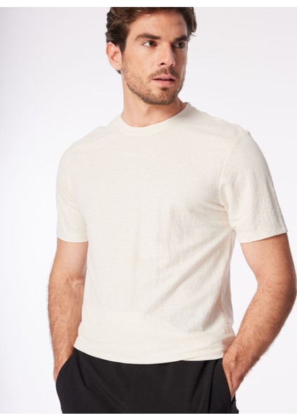 Bej Erkek Bisiklet Yaka Basic T-Shirt F4SM-TST 0740 fırsatları