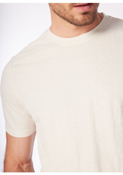 Bej Erkek Bisiklet Yaka Basic T-Shirt F4SM-TST 0740 indirimleri
