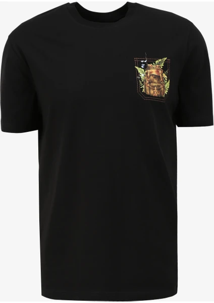 Bisiklet Yaka Siyah Erkek T-Shirt L241578001 Bisiklet Yaka T-Shirt