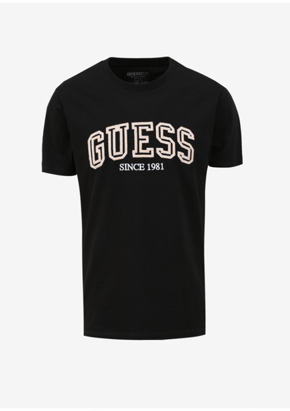 Bisiklet Yaka Düz Siyah Erkek T-Shirt M4GI62I3Z14JBLK_SS Cn Guess College