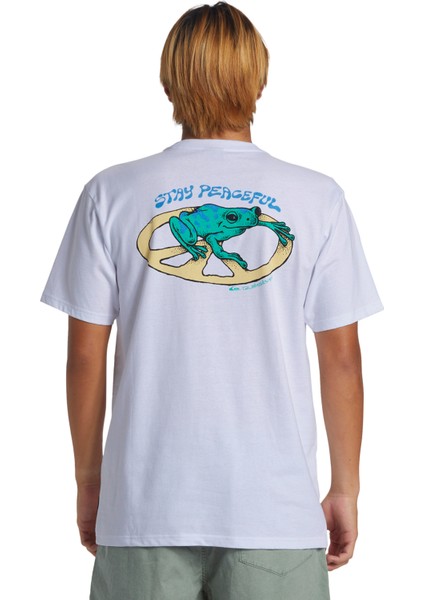 Beyaz Erkek O Yaka Standart Fit T-Shirt AQYZT09541_STAY Peaceful Moe