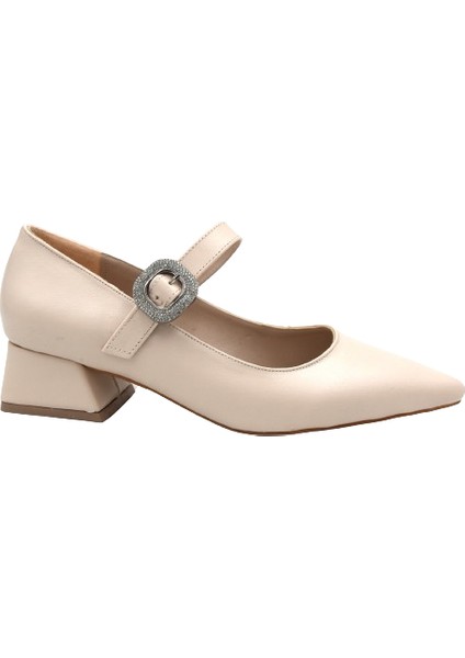 (Park Moda) Kalın Topuklu Tokalı Günlük Kadın Ayakkabı Bej modelleri