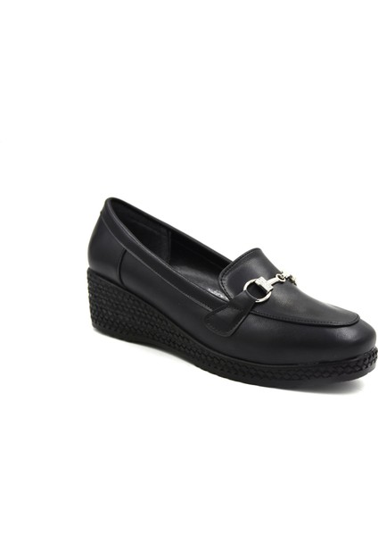 (Park Moda) Poli Hafif Taban Toka Detaylı Dolgu Günlük Kadın Ayakkabı Siyah