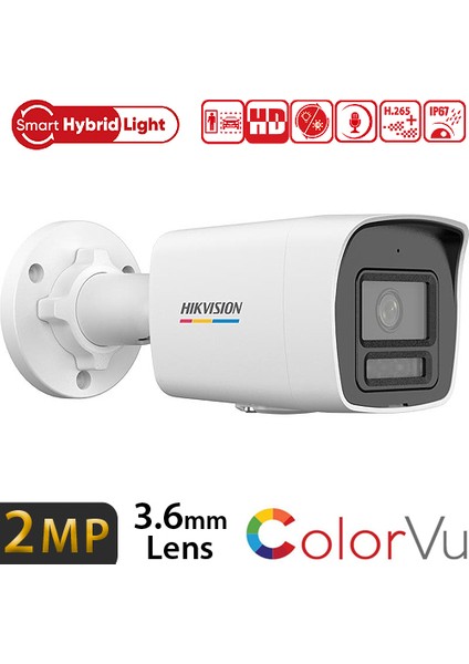 Hıkvısıon (DS-2CD1027G2H-LIUF) 2mp 3,6mm Lens Sdkart Dahili Mik Colorvu Acusense Ip Bullet Kam 30MT