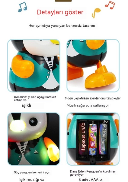 Janjon Star Elektrikli Sallanan Küçük Penguen Bebek Renkli Işıklar Müzik Karikatür Sevimli Dans Çocuk Oyuncak (Yurt Dışından)