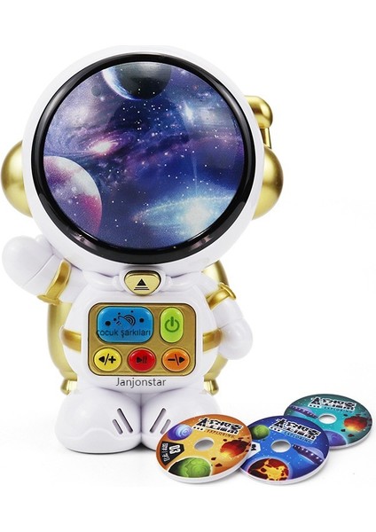 Janjon Star Astronot Disk Hikayesi Makinesi Çocuk Erken Eğitim Bulmaca Astronot Hafif Müzik Robotu Erkek ve Kadın Bebek Hediyesi (Yurt Dışından)