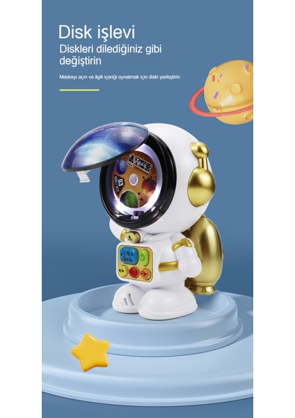 Janjon Star Astronot Disk Hikayesi Makinesi Çocuk Erken Eğitim Bulmaca Astronot Hafif Müzik Robotu Erkek ve Kadın Bebek Hediyesi (Yurt Dışından)