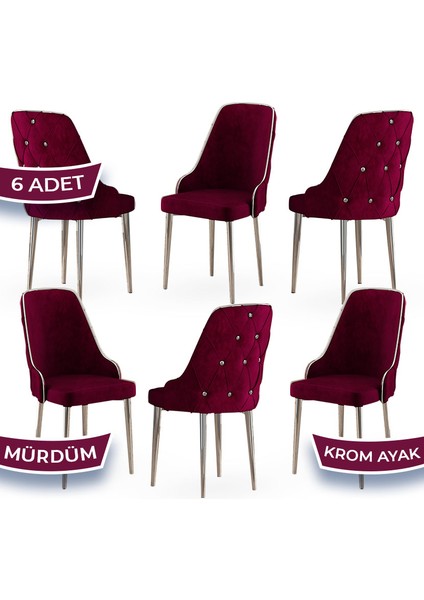 Concept Krax Serisi Babyface Kumaş Yemek Odası Sandalyesi Gümüş Metal Ayak 6 Adet Sandalye