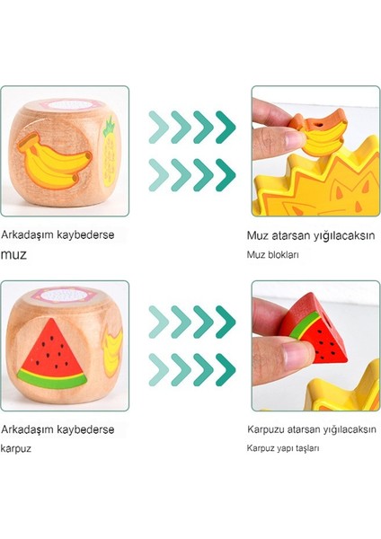 Janjon Star Çocuk Kirpi Meyve Dengesi Yapı Taşları Karikatür Istifleme Kulesi Jenga Büyük Parçacık Meyve Bilişsel Boncuk Eğitici Oyuncak (Yurt Dışından)
