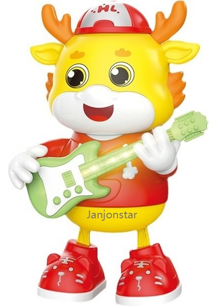 Janjon Star Elektrik Dansı Sevimli Ejderha Gitarist Müzikli Işık Salıncak Karikatür Sevimli Şekil Çocuk Oyuncağı (Yurt Dışından)