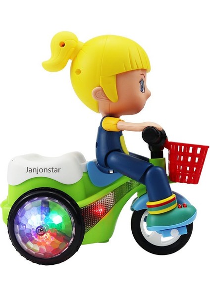 Janjon Star Dublör Akrobatik Üç Tekerlekli Bisiklet Oyuncak Elektrikli Araba Hafif Müzik Bebek Kız Bebek (Yurt Dışından)