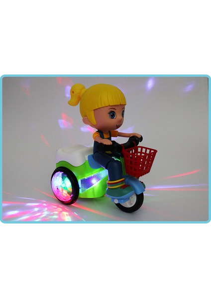 Janjon Star Dublör Akrobatik Üç Tekerlekli Bisiklet Oyuncak Elektrikli Araba Hafif Müzik Bebek Kız Bebek (Yurt Dışından)