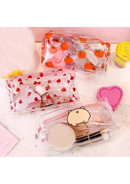 No.8 Tarzı Temizle Makyaj Çantası Moda Şeffaf Seyahat Taşınabilir Mini Yıkama Saklama Torbaları Çilek Çiçek Baskı Kadın Fermuarlı Kozmetik Çantası (Yurt Dışından) modelleri