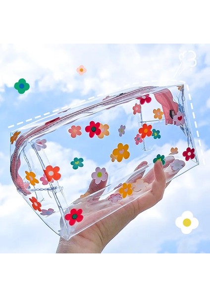No.8 Tarzı Temizle Makyaj Çantası Moda Şeffaf Seyahat Taşınabilir Mini Yıkama Saklama Torbaları Çilek Çiçek Baskı Kadın Fermuarlı Kozmetik Çantası (Yurt Dışından) indirimleri