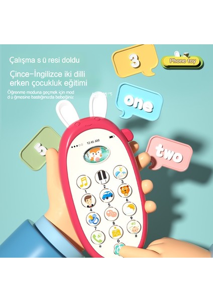 Janjon Star Yeni Bebek Cep Telefonu Oyuncak Çince ve Ingilizce Iki Dilli Erken Eğitim Bulmaca Çiğnenebilir Diş Kaşıyıcı Karikatür Cep Telefonu Hikaye Makinesi (Yurt Dışından)