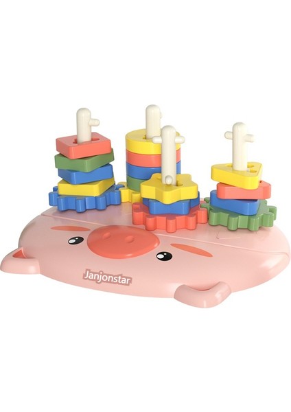 Janjon Star Piggy Dişli Seti Sütun Yapı Taşları Jenga Oyuncaklar Geometrik Şekil Bilişsel Öğretim Yardımcıları Bebek Montessori Erken Eğitim Oyuncakları (Yurt Dışından)