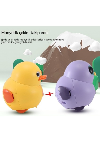 Janjon Star Elektrikli Manyetik Sallanan Civciv Takımı Oyuncak Manyetik Adsorpsiyon Sallanan Yürüyüş Küçük Sarı Ördek Bebek Eğitici Oyuncak (Yurt Dışından)