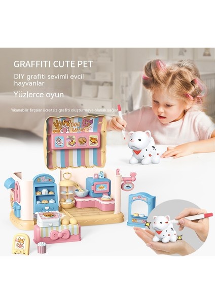 Janjon Star Graffiti Sevimli Tavşan Kabuk Ev Çocuk Oyun Evi Oyuncak Evcil Hayvan Diy Kız Oyuncak Doğum Günü Hediyesi (Yurt Dışından)