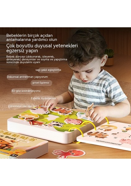 Janjon Star Bebek Aydınlanma Erken Eğitim Üç Boyutlu Sessiz Yapıştırma Kitabı Çocuk Eğitici Bilişsel Çevirmeli Kitap El Yapımı Meşgul Kitap Oyuncak (Yurt Dışından)