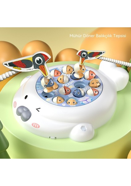 Janjon Star Bebek Çok Fonksiyonlu Elektrikli Döner Olta Takımı Çocuk Eğitici Müzik Dönen Manyetik Balıkçılık Oyuncak Erkekler ve Kadınlar Için (Yurt Dışından)