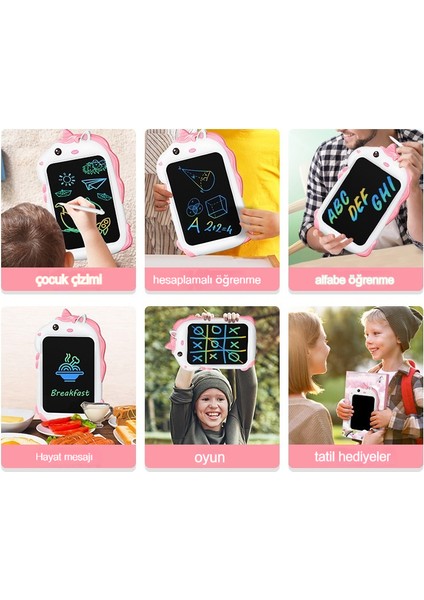 Janjon Star 8.5 Inç LCD Yazı Tahtası Karikatür Tek Boynuzlu Çocuk Çizim Tahtasında Eğitici Oyuncak LCD Yazı Tahtası (Yurt Dışından)