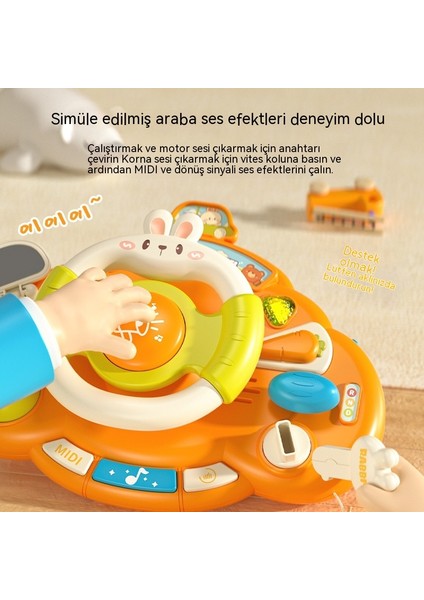 Janjon Star Bebek Tavşan Direksiyon Oyuncak Bebek Simülasyon Yardımcı Pilot Müzik Araba Direksiyon Çocuk Erken Eğitim Oyuncak (Yurt Dışından)
