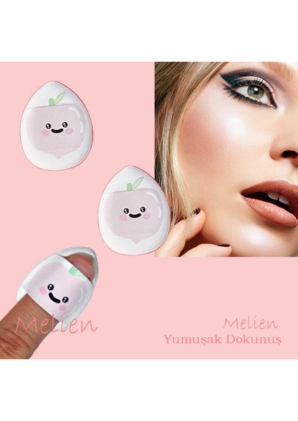 2 Adet Mini Kozmetik Puf Parmak Yüz Makyaj Sünger Göz Altı Kapatıcı Kuru Islak Bez Süngeri Concealer