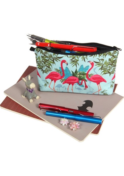 310-7 Tarzı 2022 Yeni Moda Kozmetik Çantası Moda Bayan Makyaj Çantası Isı Transfer Baskı Flamingolar Kozmetik Organizatör Çanta Kalem Kutusu (Yurt Dışından) indirimleri