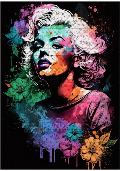 Ahşap Mdf Puzzle Yapboz Pastel Renkli Marilyn Monroe 500 Parça 50*70 cm