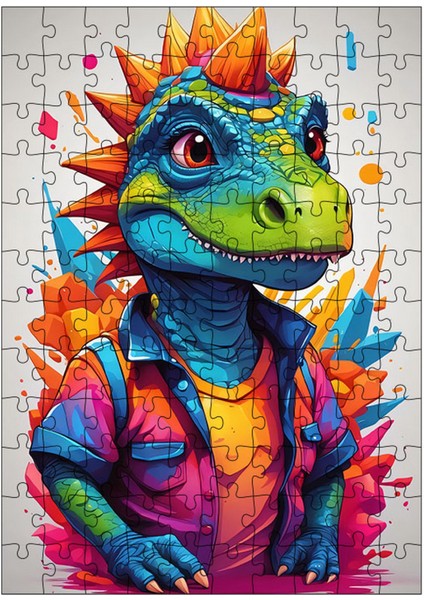 Ahşap Mdf Puzzle Yapboz Spor Gömlekli Dinazor Trex 120 Parça 25*35 cm