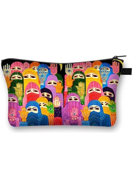 SHZBHAND05S Tarzı Hamasa Fatima'nın El Boyama Kozmetik Çantası Şanslı Hamsa El Kadın Makyaj Çantası Bayanlar 3D Mandala Çiçek Kozmetik Çantası (Yurt Dışından) fırsatları
