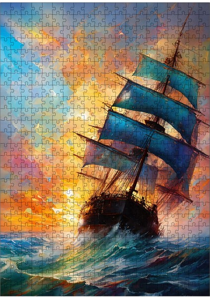 Ahşap Mdf Puzzle Yapboz Denizleri Aşan Yelkenli Gemi 500 Parça 50*70 cm