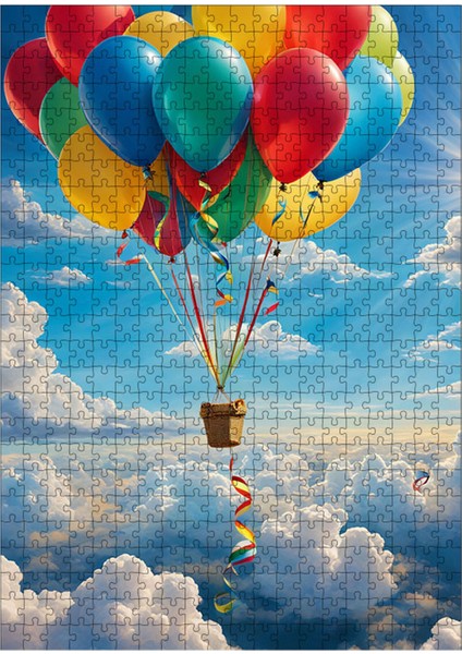 Ahşap Mdf Puzzle Yapboz Uçan Balonlar ve Sepet 500 Parça 50*70 cm