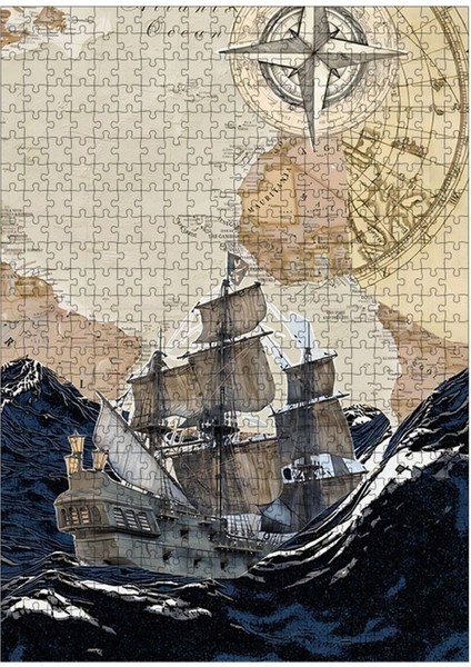 Ahşap Mdf Puzzle Yapboz Eski Savaş Gemisi 500 Parça 50*70 cm