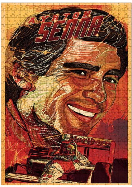 Ahşap Mdf Puzzle Yapboz Ayrton Senna 500 Parça 50*70 cm