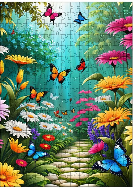 Karizma Tablo Tablomega Ahşap Mdf Puzzle Yapboz Kelebekler ve Çiçekler 255 Parça 35*50 cm