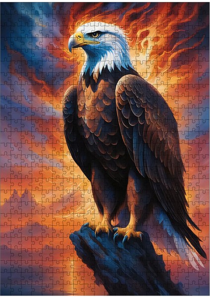 Ahşap Mdf Puzzle Yapboz Kartal ve Gün Batımı 500 Parça 50*70 cm