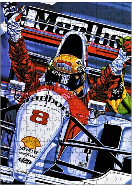 Tablomega Ahşap Mdf Puzzle Yapboz Ayrton Senna Şampiyon 255 Parça 35*50 cm