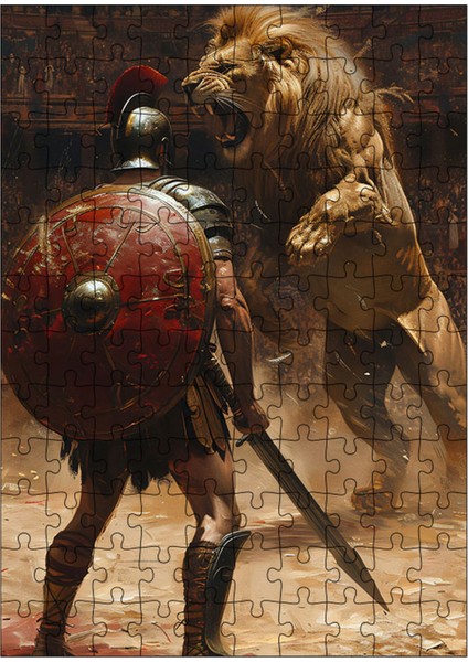 Tablomega Ahşap Mdf Puzzle Yapboz Arenadaki Aslan 120 Parça 25*35 cm