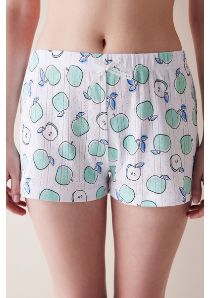 Apples Pointel Beyaz Şort Pijama Altı