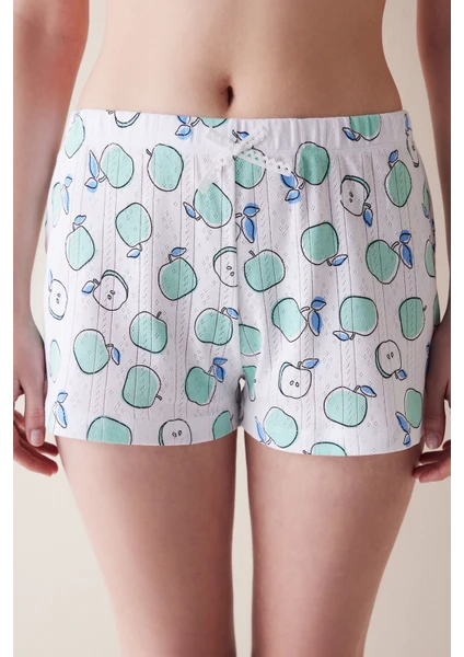 Apples Pointel Beyaz Şort Pijama Altı